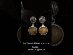 원형 호랑이 눈 돌 스터드 귀걸이 로디움 접착 925 은 선물