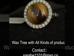 결혼식 925 은 보석 반지 둥근 모양 약혼 호랑이 눈 반지