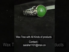 조각 925 은 보석 반지 10x10mm 둥근 모양의 어두운 녹색 자이드 반지