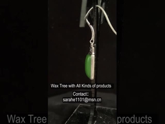 카보콘 925 스털링 실버 보석 귀걸이 7x12mm 직사각형 녹색 자이드