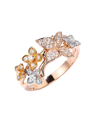 장미 금 18 캐럿 결혼 반지 나비 다이아몬드 0.24 ct VS 명료성