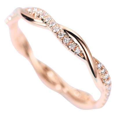 결혼을 위한 밀접하게 짜여진 꼬리 부분 잔디 18 카라트 금 다이아몬드 반지 0.2 ct 2 그램