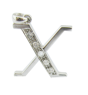 V 글자 18K 금 다이아몬드 알파벳 글자 Pendant 1.5mm Zirconia 목걸이 (S925 사용자 지정 로고)
