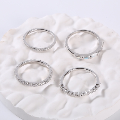 커플을 위한 1.30g 925 CZ 약혼 반지 남녀 공용 은 결혼 반지
