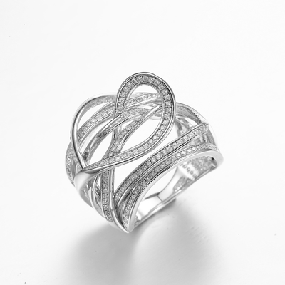Heart Clasped 925 Silver CZ Rings 10.79g Pandora Heart Ring Clear 큐빅 지르코니아 스털링 실버