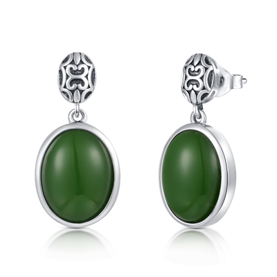 12월 탄생석 925 스터링 실버 보석용원석 귀고리 10x13mm 달걀 모양 그린 제이드